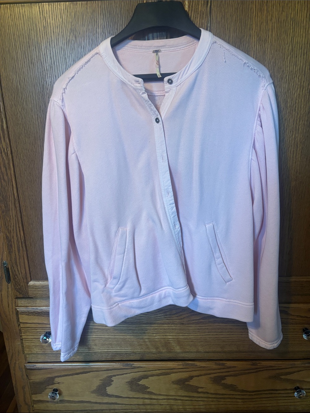Light Pink Women's Bomber Jacket. Free people. Color is baby pink. Oversized